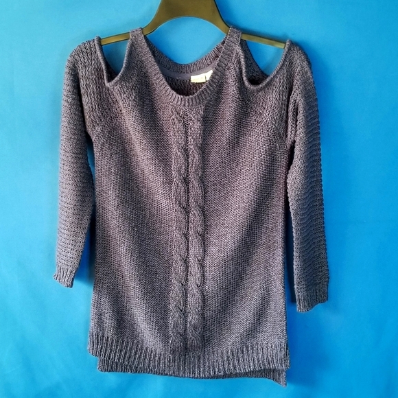 Cloth by Design Cold Shoulder Cable Knit Sweater Combines Style And Comfort - Picture 1 of 10